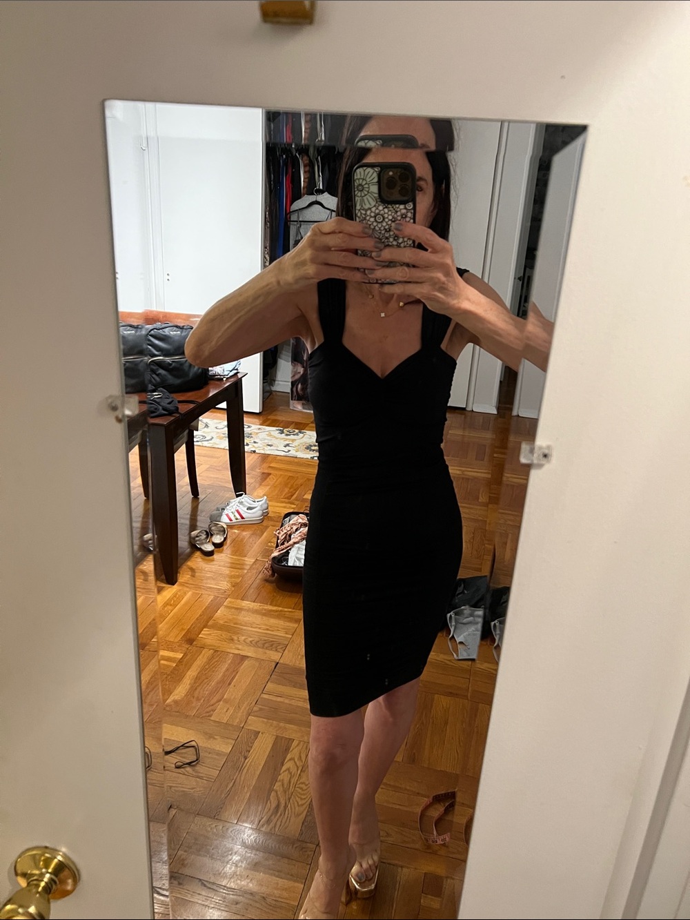 bebe Black Midi Bodycon Dress